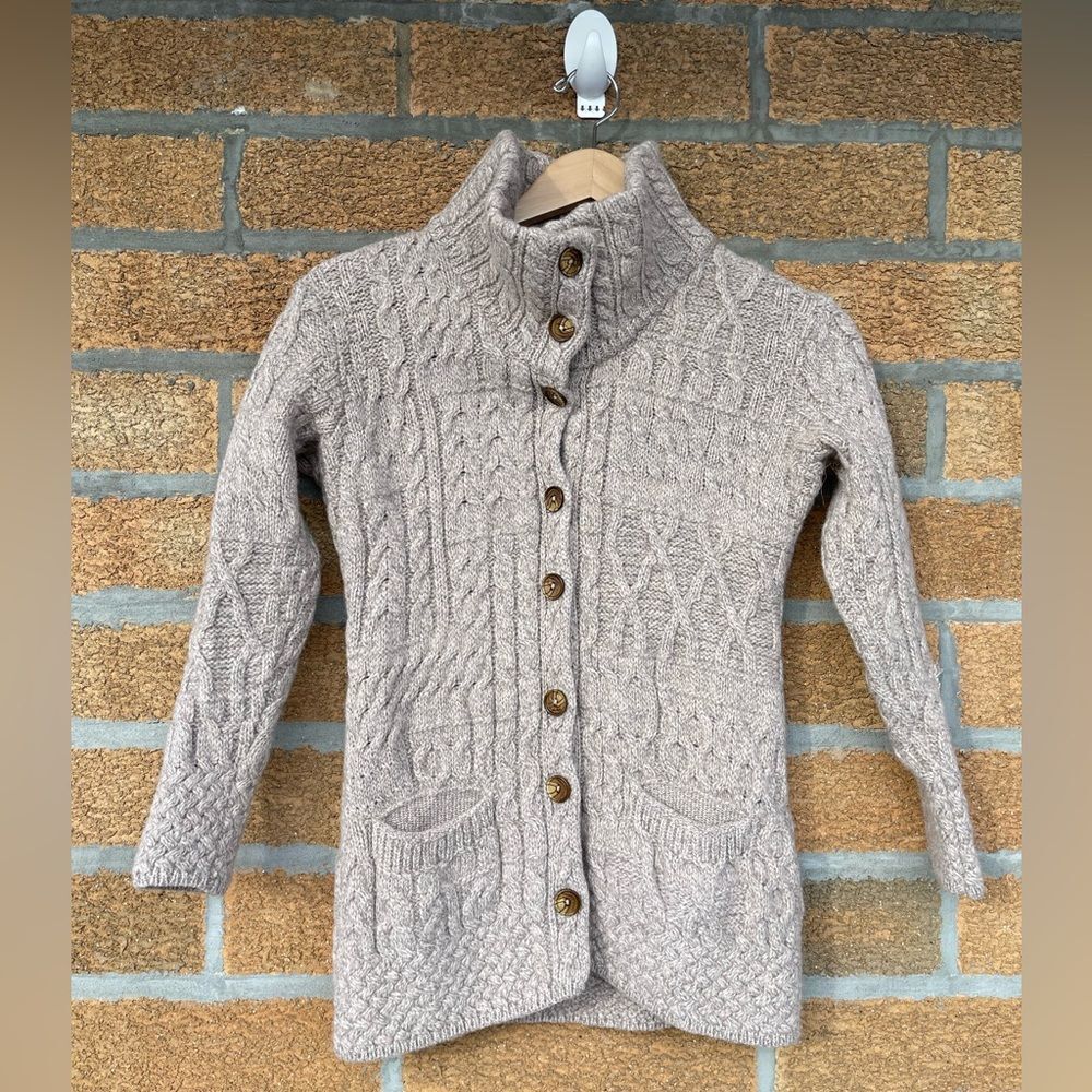 Aran Crafts Cream Cable Knit Cardigan